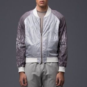 GARCIAVELEZ BLACK PALM RAGLAN BOMBER JACKET